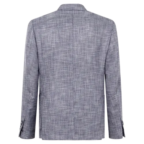 Havana & Co - Giacca blu monopetto a fantasia microlavorata per uomo |