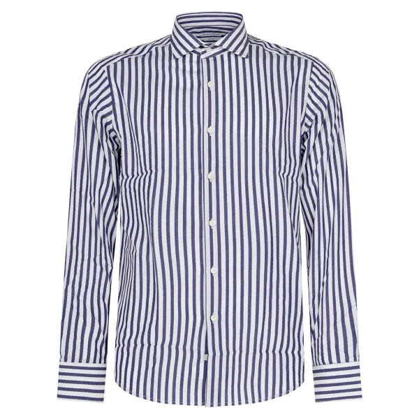 Lavorazione Sartoriale - Camicia bianca a righe slim fit per uomo | regal 148