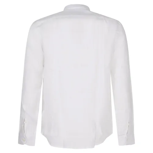 Lavorazione Sartoriale - Camicia bianca coreana in lino slim fit per uomo |