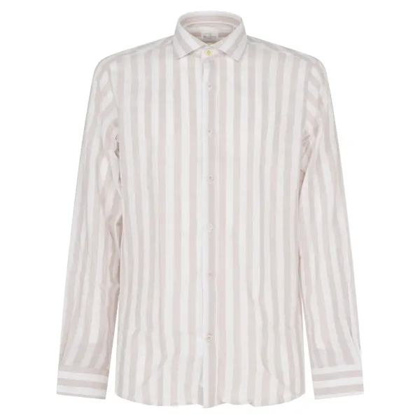 Barbati - Camicia bianca a righe in lino per uomo | ca-nerano-s 123010