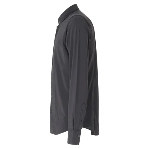 Lavorazione Sartoriale - Camicia nera in tessuto tecnico slim fit per uomo |