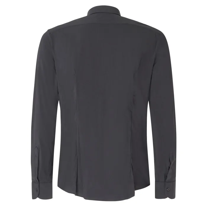 Lavorazione Sartoriale - Camicia nera in tessuto tecnico slim fit per uomo |