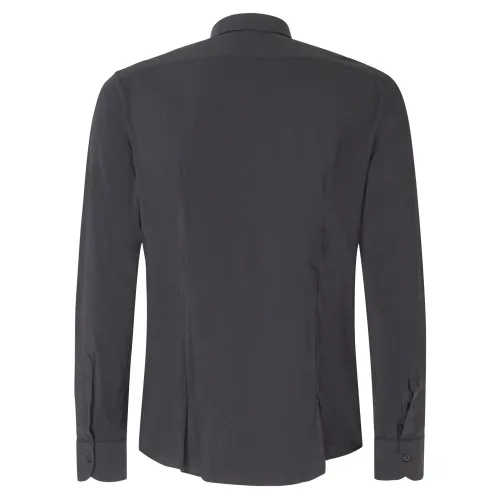 Lavorazione Sartoriale - Camicia nera in tessuto tecnico slim fit per uomo |