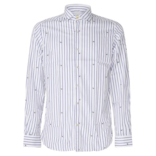 Barbati - Camicia bianca a righe con stampa cocco all over per uomo |
