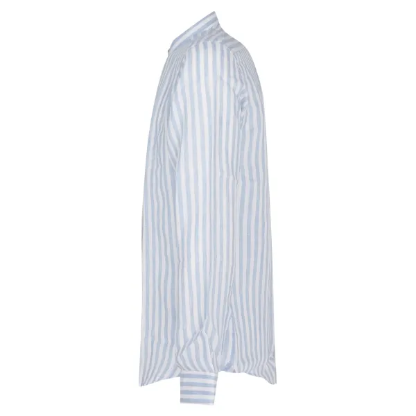 Lavorazione Sartoriale - Camicia bianca coreana in lino a righe custom per uomo 2