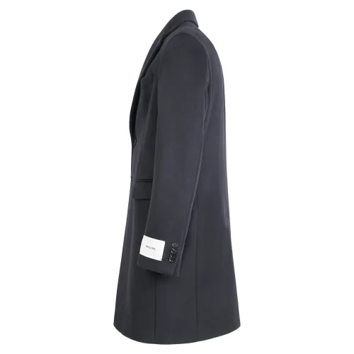 Paoloni - Cappotto nero monopetto in lana e cashmere per uomo | c207 231609 99