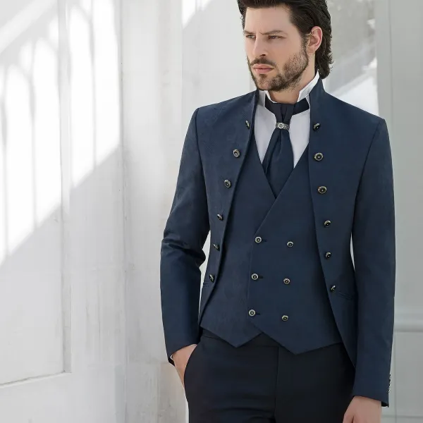 Angelo Toma - Abito coreano con bottoni damascato per uomo | 