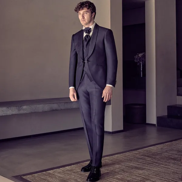 Luigi Bianchi Cerimonia - Abito smoking con rever scallato per uomo | 