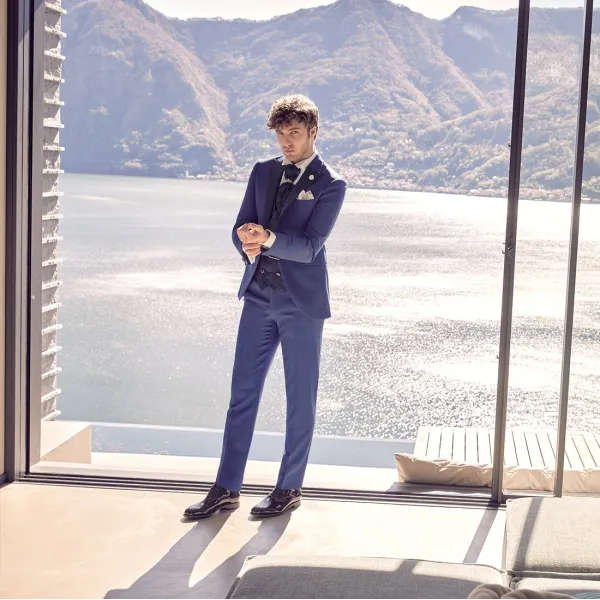 Luigi Bianchi Cerimonia - Abito smoking con rever a lancia per uomo | 