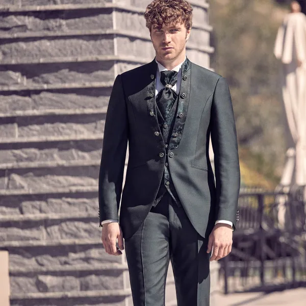 Luigi Bianchi Cerimonia - Abito coreano con bottoni per uomo | 