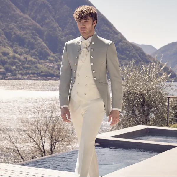 Luigi Bianchi Cerimonia - Abito coreano con bottoni per uomo | 