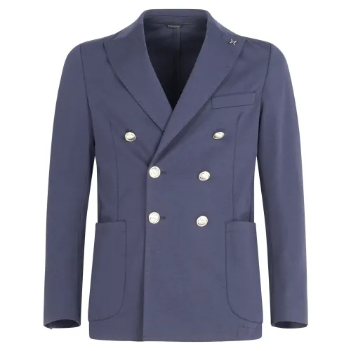 Ungaro Paris - Giacca blu doppiopetto in jersey di cotone per uomo | u2022