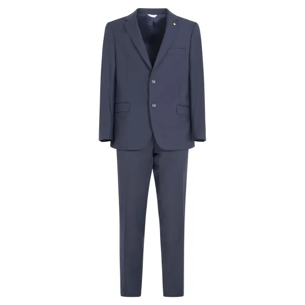 Alessandro Gilles - Abito blu monopetto in lana tinta unita in Drop4 per uomo |