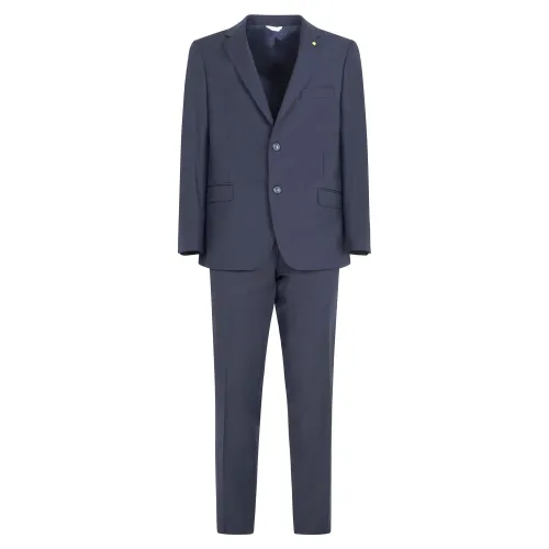 Alessandro Gilles - Abito blu monopetto in lana tinta unita in Drop4 per uomo |