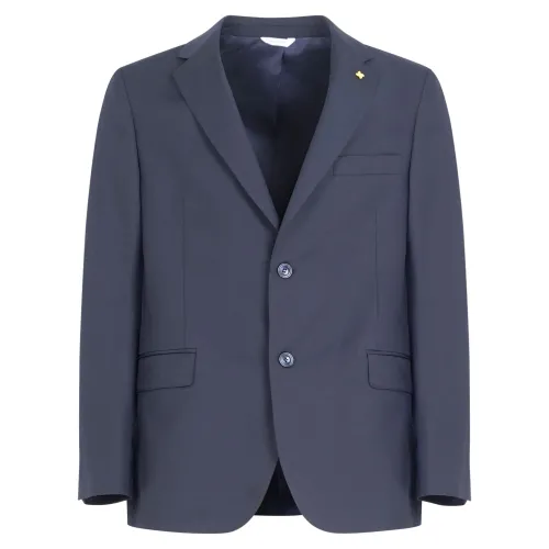 Alessandro Gilles - Abito blu monopetto in lana tinta unita in Drop4 per uomo |