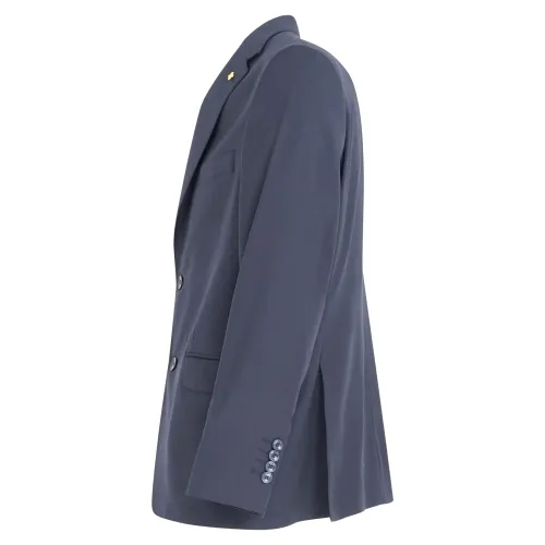Alessandro Gilles - Abito blu monopetto in lana tinta unita in Drop4 per uomo |
