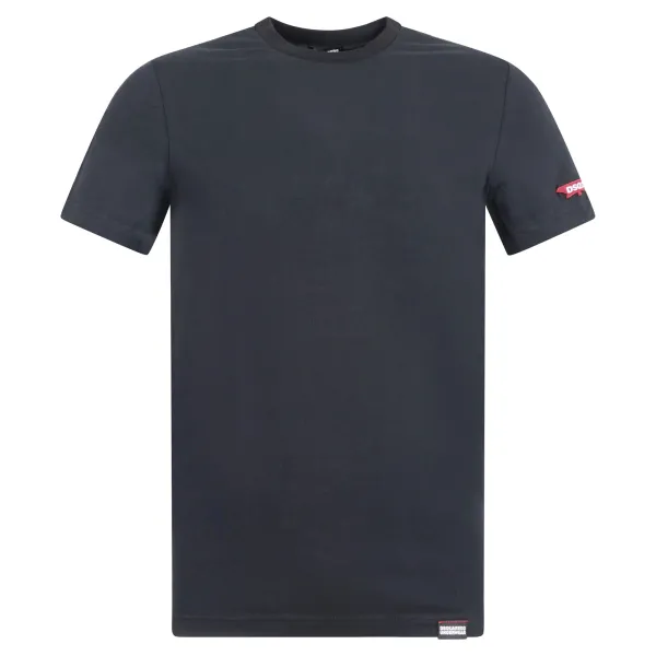 Dsquared2 - T-shirt nera manica corta con patch logo DSQ2 sulla manica per uomo
