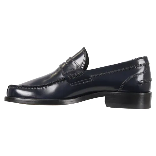 Antica Cuoieria - Mocassino blu in pelle con passante per uomo | 14566-s-g04 s