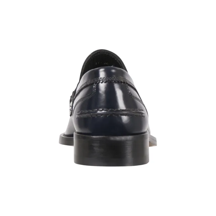 Antica Cuoieria - Mocassino blu in pelle con passante per uomo | 14566-s-g04 s