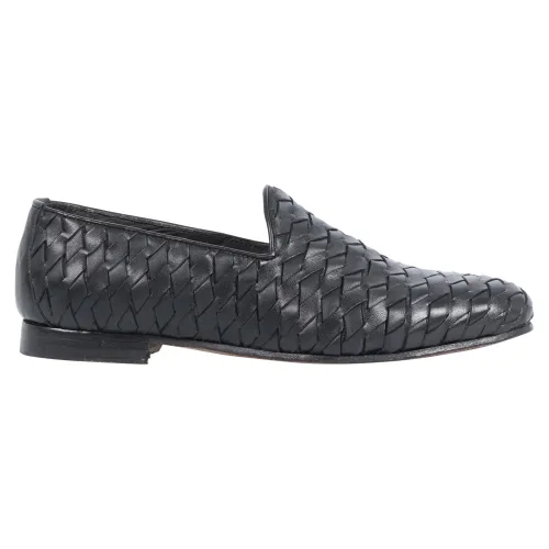 Morgillo - Mocassino nero in pelle intrecciata per uomo | 456/12 modugno