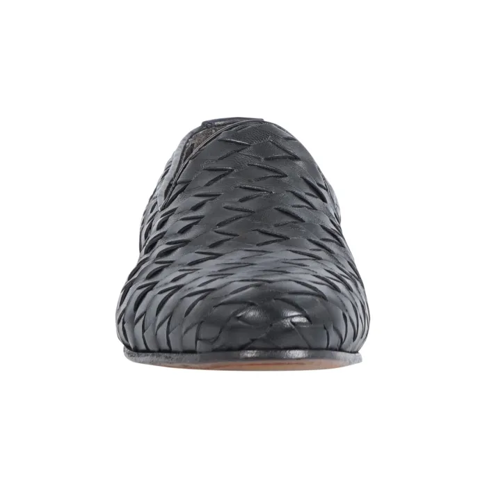 Morgillo - Mocassino nero in pelle intrecciata per uomo | 456/12 modugno