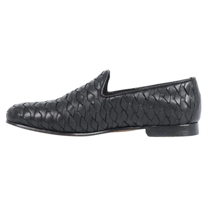 Morgillo - Mocassino nero in pelle intrecciata per uomo | 456/12 modugno