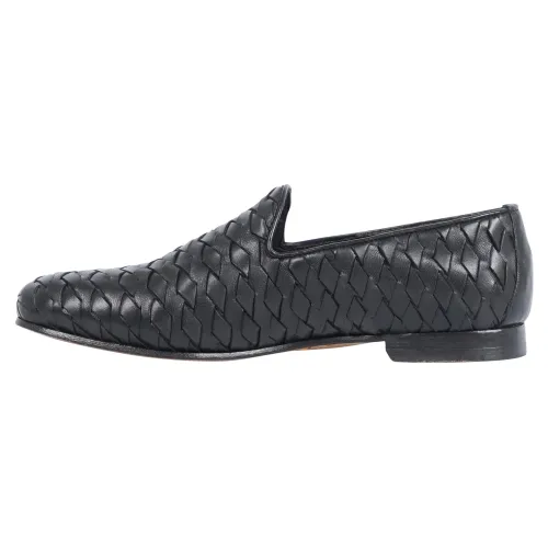 Morgillo - Mocassino nero in pelle intrecciata per uomo | 456/12 modugno