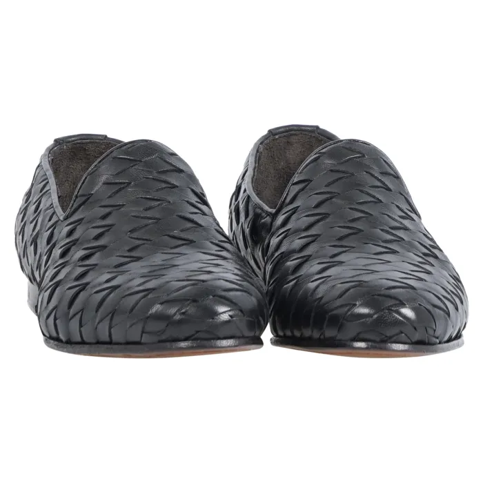 Morgillo - Mocassino nero in pelle intrecciata per uomo | 456/12 modugno