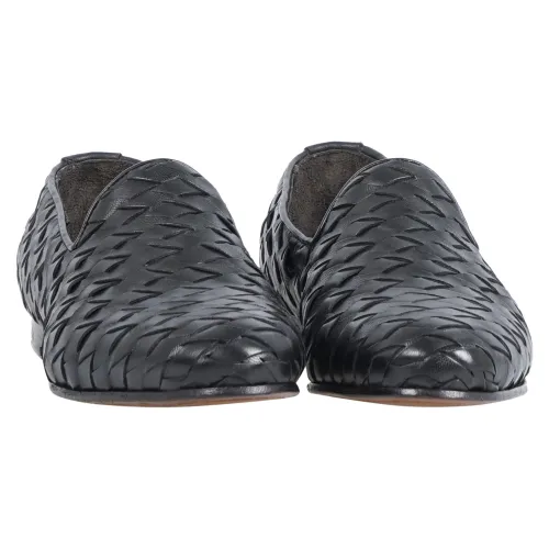 Morgillo - Mocassino nero in pelle intrecciata per uomo | 456/12 modugno