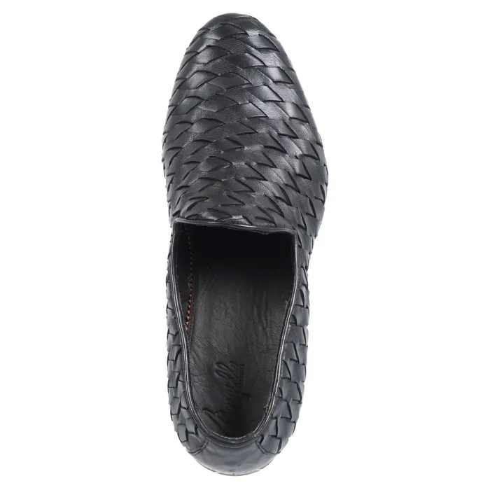 Morgillo - Mocassino nero in pelle intrecciata per uomo | 456/12 modugno