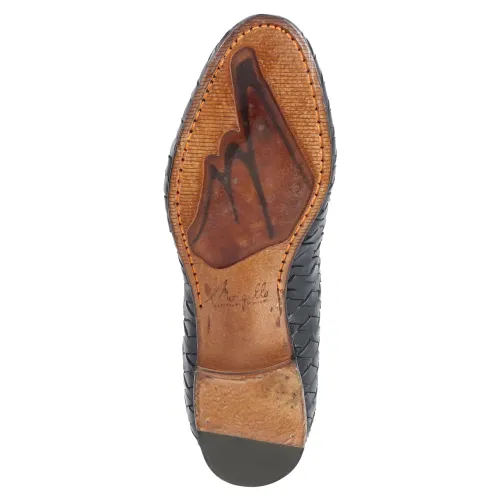 Morgillo - Mocassino nero in pelle intrecciata per uomo | 456/12 modugno