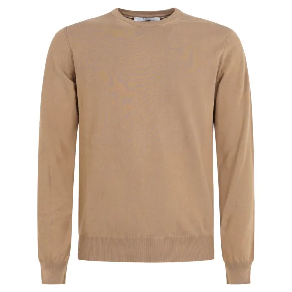 +39 Masq - Maglione girocollo marrone in cotone per uomo | m7000-14-00