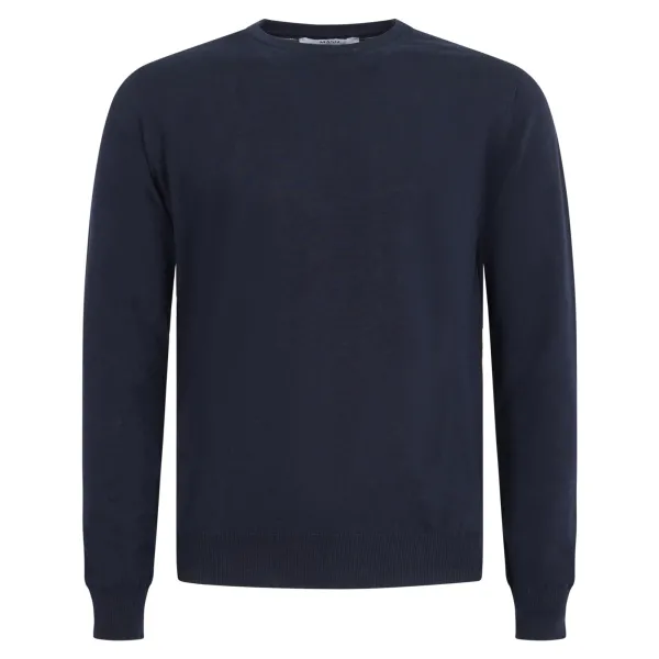 +39 Masq - Maglione girocollo blu in cotone per uomo | m7000-14-00 680blu