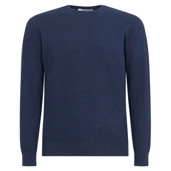 +39 Masq - Maglione blu in cotone con lavorazione punto pannocchia per uomo |