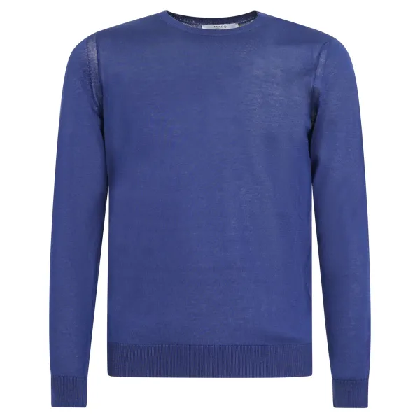 +39 Masq - Maglione azzurro girocollo in seta e cotone per uomo | m7200-14-00