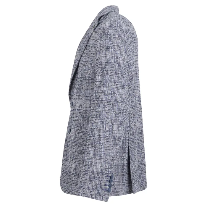 Havana & Co - Giacca blu monopetto a fantasia in jersey di cotone in drop 4 per