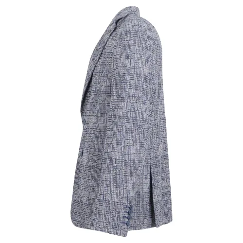 Havana & Co - Giacca blu monopetto a fantasia in jersey di cotone in drop 4 per