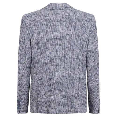Havana & Co - Giacca blu monopetto a fantasia in jersey di cotone in drop 4 per