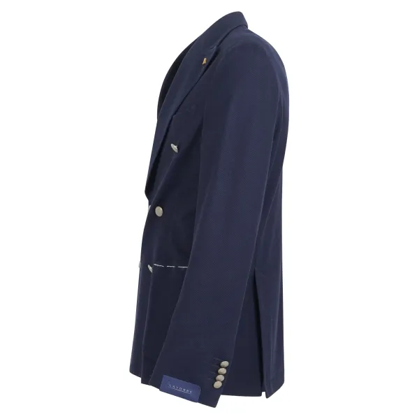 Sartoria Latorre - Giacca blu doppiopetto in jersey di cotone per uomo | jd88 2