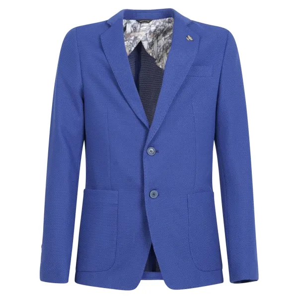 Havana & Co - Giacca azzurro monopetto in jersey di cotone per uomo | h2396j