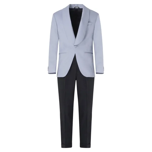 Ungaro Paris - Abito completo celeste doppiopetto in lana con pantalone nero