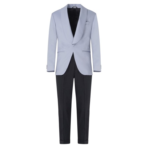 Ungaro Paris - Abito completo celeste monopetto in lana con pantalone nero per