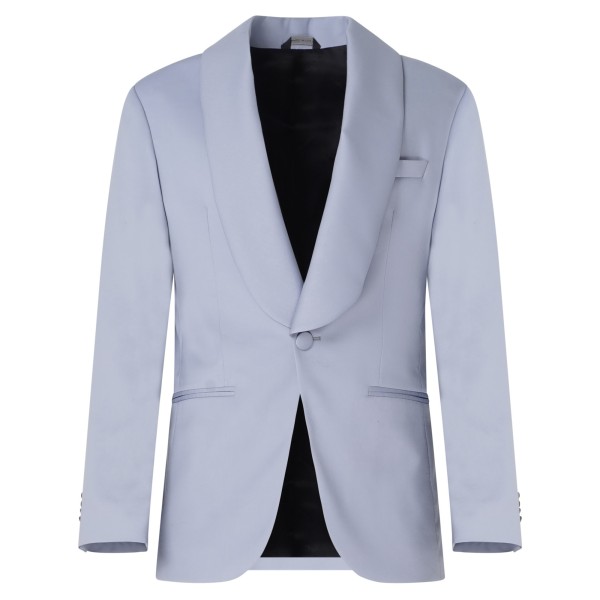 Ungaro Paris - Abito completo celeste monopetto in lana con pantalone nero per