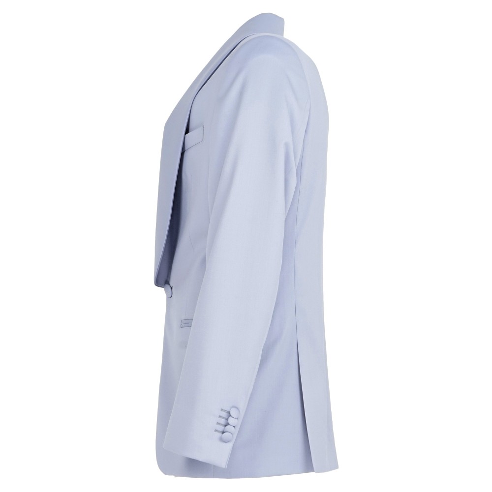 Ungaro Paris - Abito completo celeste monopetto in lana con pantalone nero per