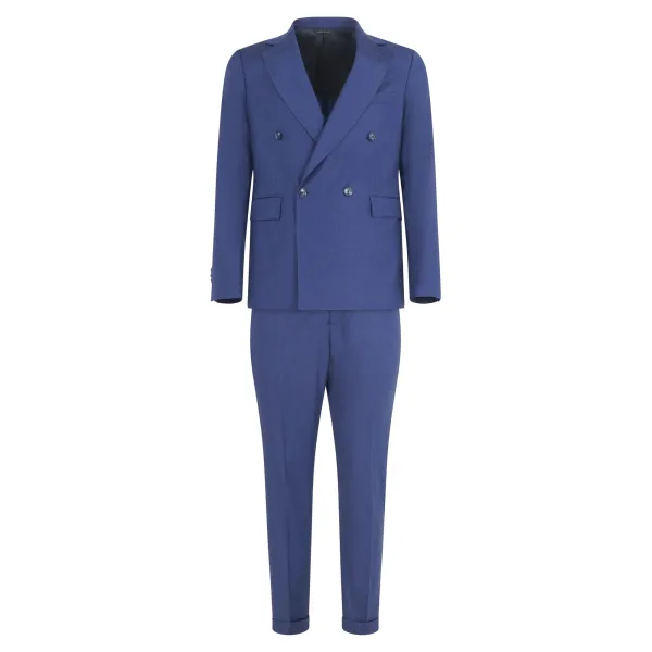 Ungaro Paris - Abito completo blu in tessuto effetto solaro doppiopetto basso