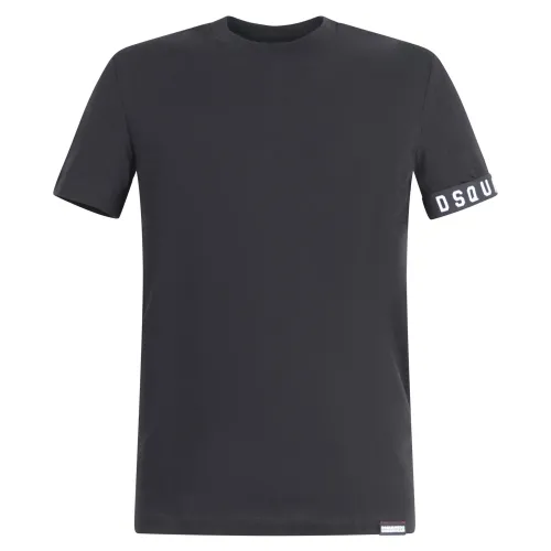 Dsquared2 - T-shirt nera manica corta con banda logo sulla manica per uomo |