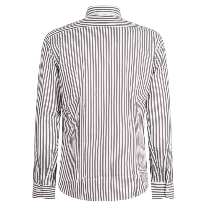 Lavorazione Sartoriale - Camicia bianca rigata in cotone custom fit per uomo |