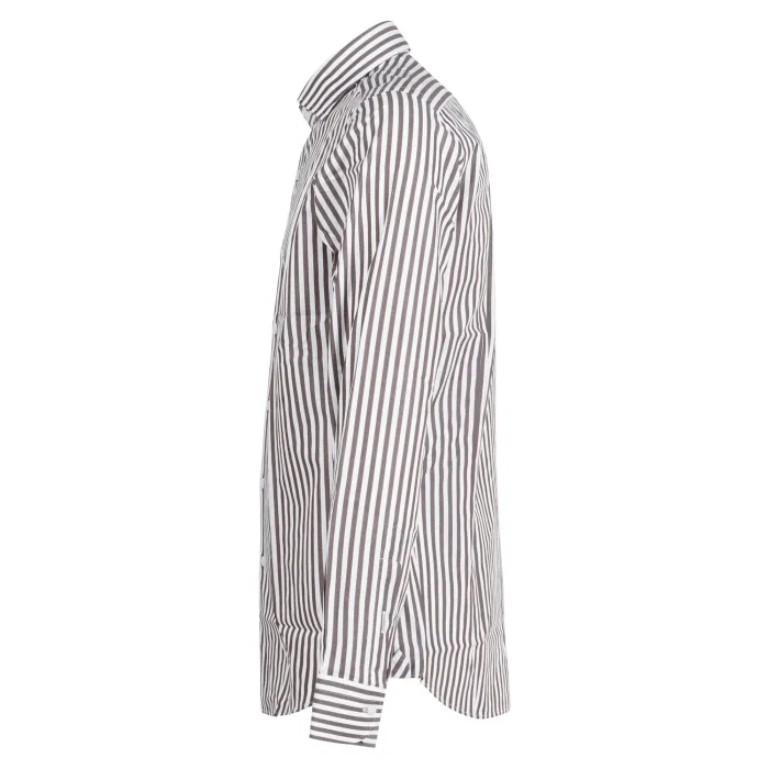 Lavorazione Sartoriale - Camicia bianca rigata in cotone custom fit per uomo |