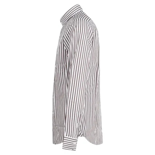 Lavorazione Sartoriale - Camicia bianca rigata in cotone custom fit per uomo |