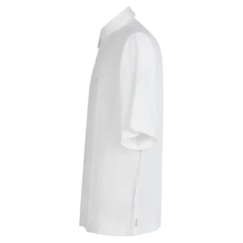 Armani Exchange - Camicia bianca manica corta con logo ricamato sul petto per